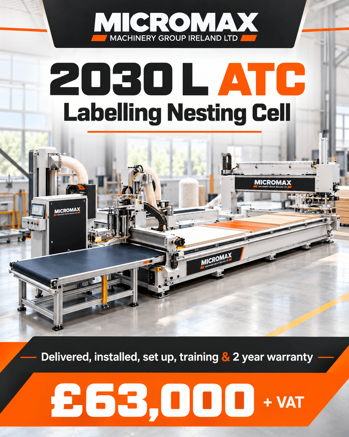 Micromax 2030 L ATC Labelling Nesting Cell automated production line