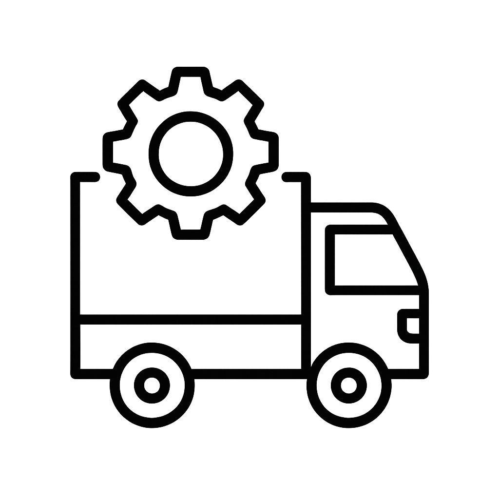 CNC machinery delivery and installation icon representing professional logistics service