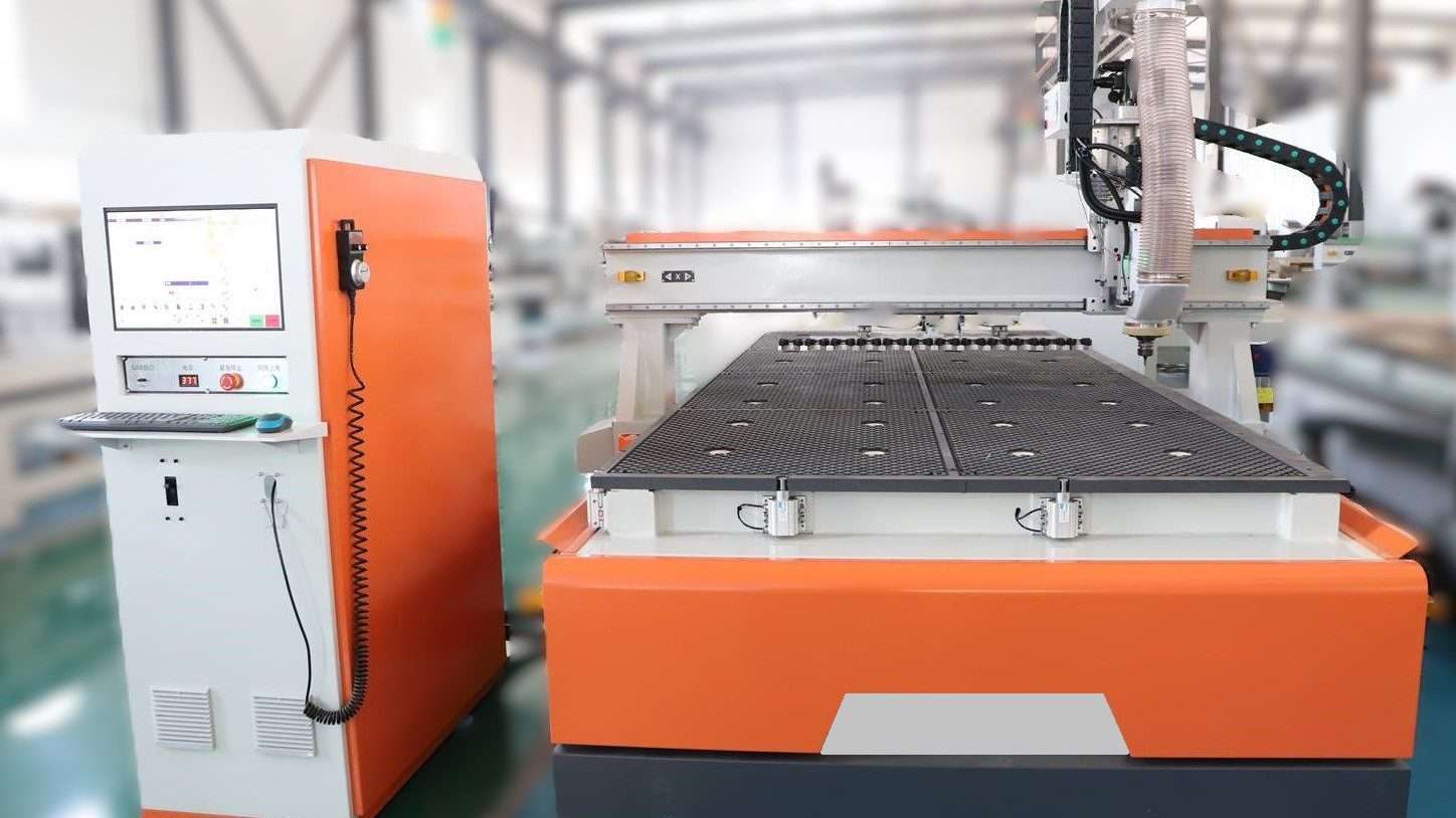 Large industrial CNC router with digital control system for precision cutting in UK manufacturing